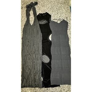 Black Midi Dress‎ Bundle - XS/S - Lace, Velour & Chiffon